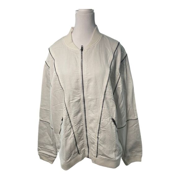 5133 FREE PEOPLE X SANDRINE ROSE WHITE JACKET WUTH ZIPPER ACCENTS, LG - Picture 2 of 7